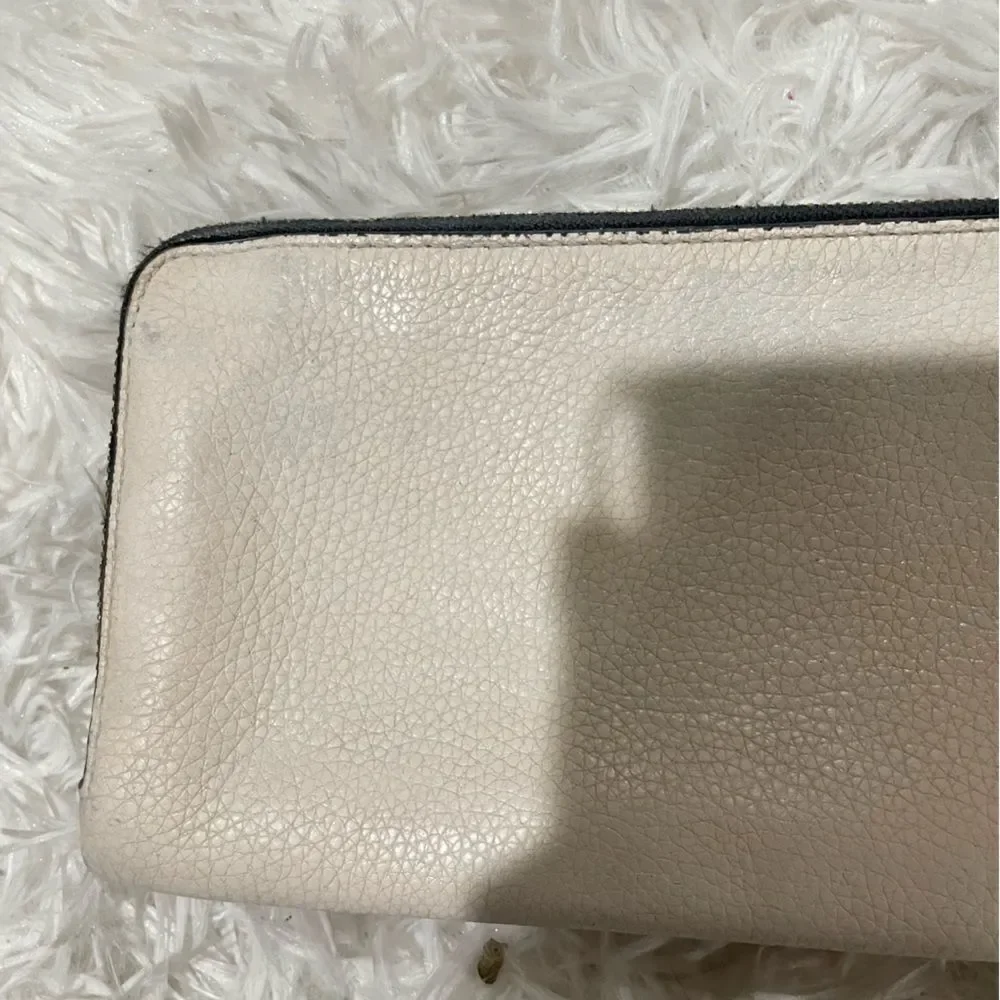 Coach Color Block Rouge Creme Pebbled Leather Large Double Zip Wristlet Wallet